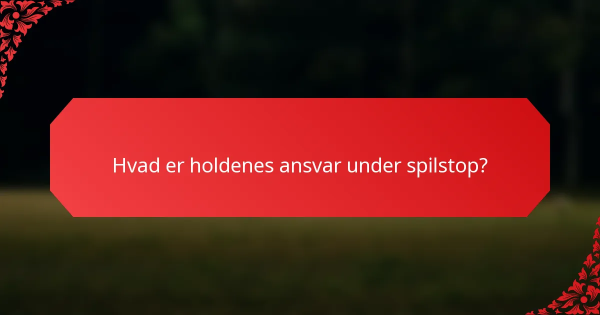 Hvad er holdenes ansvar under spilstop?